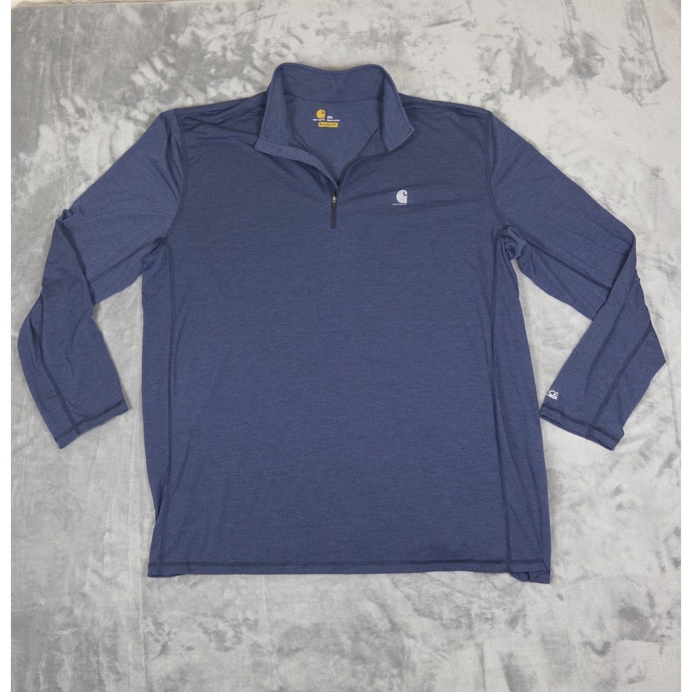 Carhartt Force Quarter Zip Mens 2XL Relaxed Fit Long Sleeve Shirt Mock Neck Blue